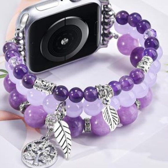 NEW Purple Beaded Apple Watch Band - Picture 4 of 6